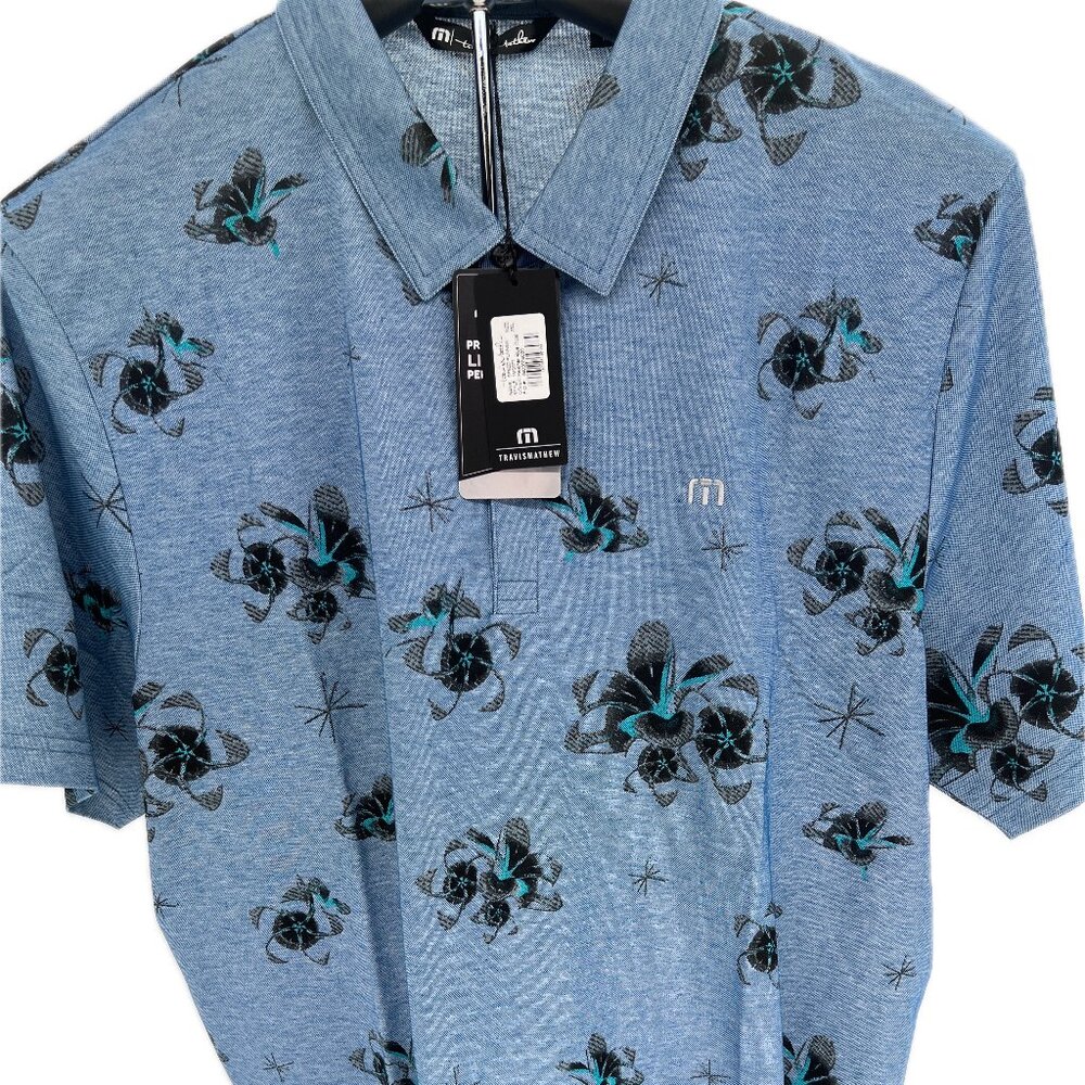 Travis Mathew Speed runner polo - various sizes- Heather blue Opal